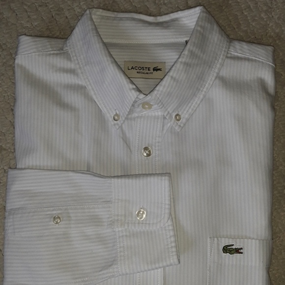 SOLD! Lacoste Regular Fit Button Down Men's Shirt EUC - Picture 3 of 8